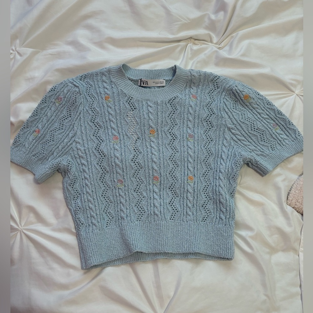 NWT Zara floral knit tshirt